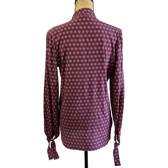 P.A.R.O.S.H. Women’s Pink Floral Long Sleeve Tie Neck Silk Blouse Sz M Italy - Picture 5 of 11